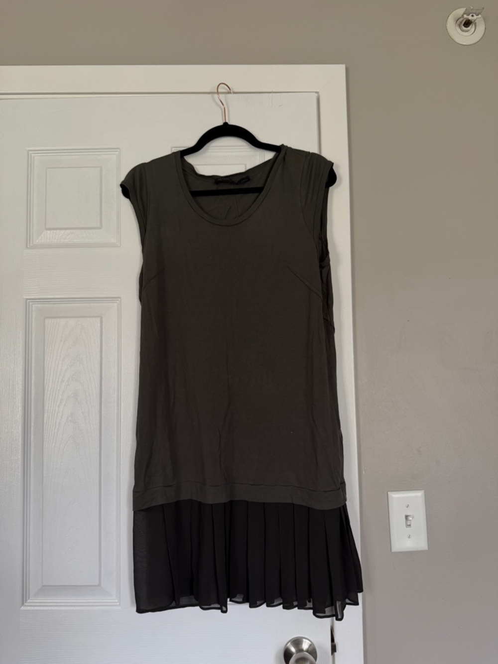 All Saints Grey Ruffle Tank Sleeveless Midi Dress